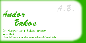 andor bakos business card